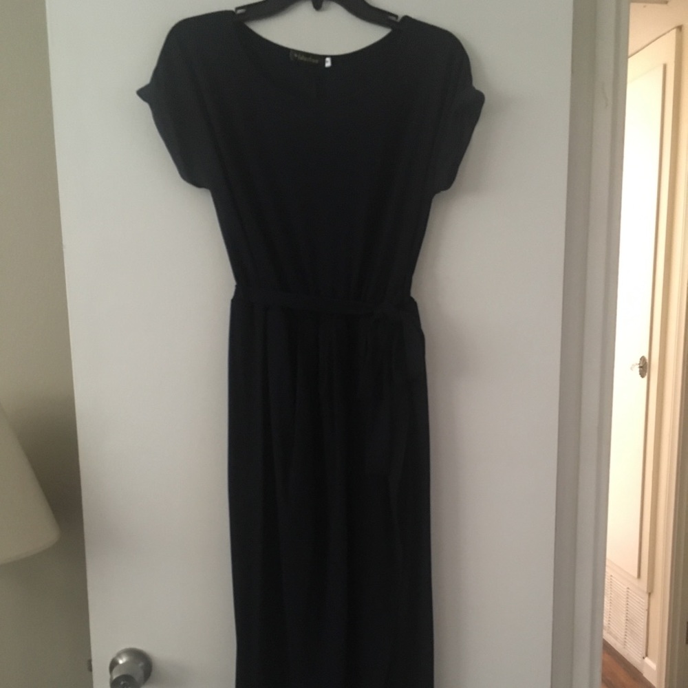 Navy midi high low dress